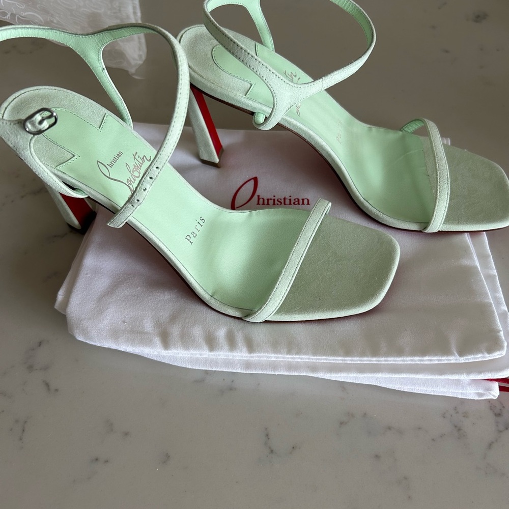 Christian Louboutin Light Green Strappy Heels